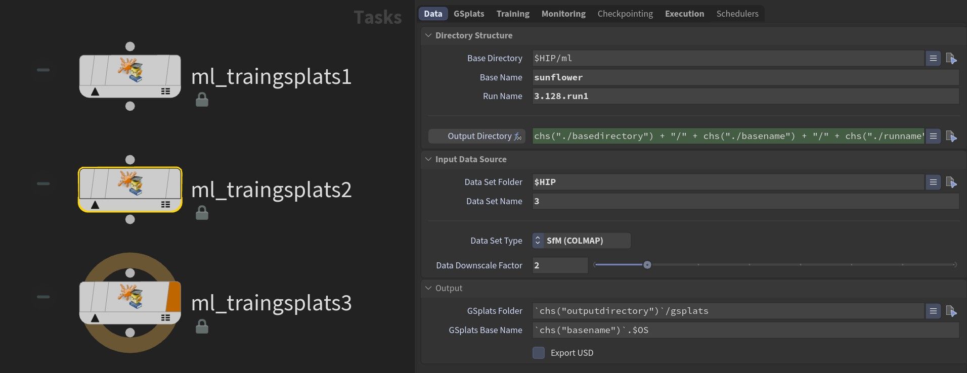 Staged training network in Houdini TOPs