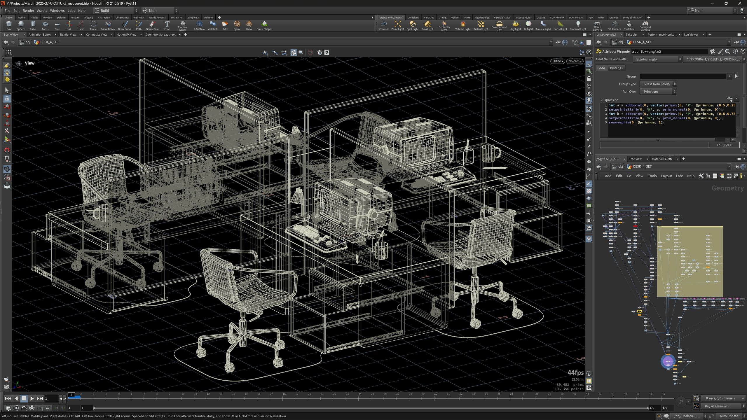Severance fanart Houdini setup C