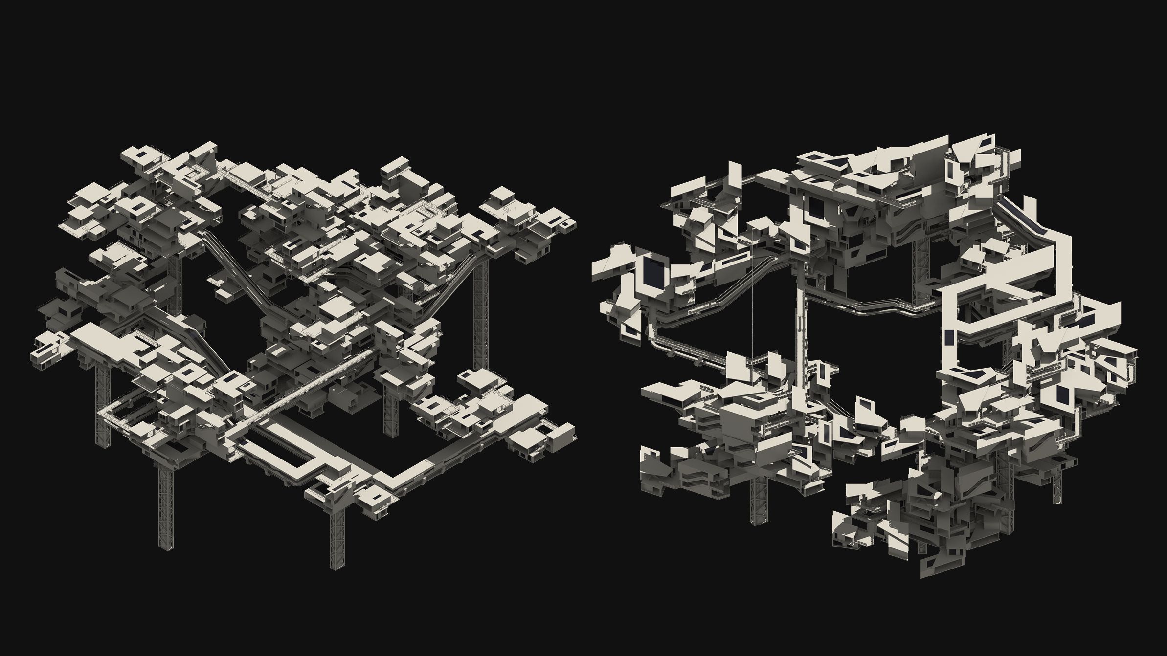 Procedural sci-fi city generation variants A
