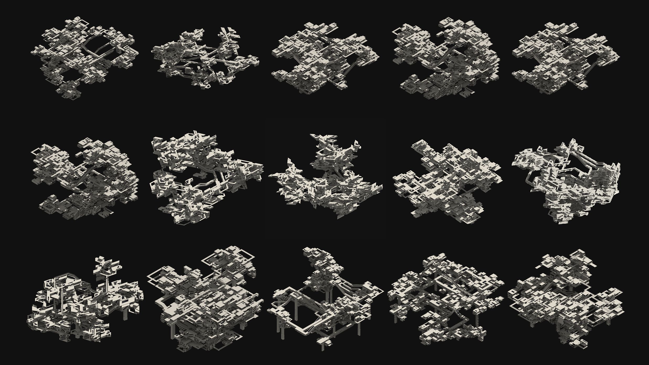 Procedural sci-fi city generation variants B